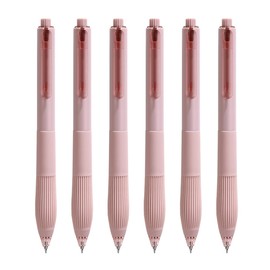 Craftsboys Gel Pens 0.5mm, Black Ink, Quick Drying, 6 Count, Retractable RollerBall Pens (Pink)