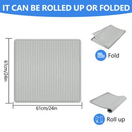 24" x 24" Silicone Dish Drying Mat for Kitchen Lanstics Drying Kitchen Mat