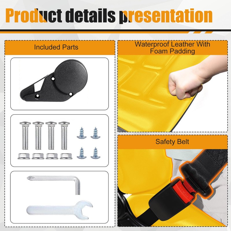 Kistrba Universal Seat for Forklift/Excavator/Lawn Mower/Tractor with Adjustable Angle Back