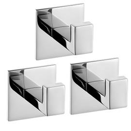 Biutimarden 3PC Chrome 304 Stainless Steel Towel Hook Hanger for Bathroom Towel Robe Hook Coat Hanger Self-Adhesive