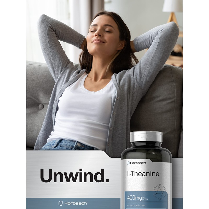 Horbäach L-Theanine 400mg | 400 Capsules | High Potency Supplement