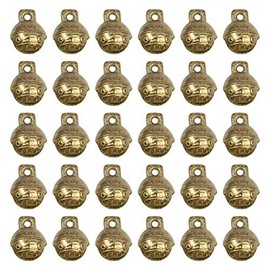 AUEAR, 30 Pack Antique Gold Bells Tibetan Brass Bells Vintage Indian Bells Charms Pendants for Pet Bell Dog Collar Bells Crafting Home Door Decor