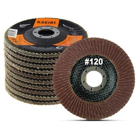 KSEIBI 4 1/2 Inch Flap Disc Aluminum Oxide 10 Pack Auto Body Sanding Grinding Wheel (120 Grit) 686014