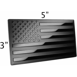 American Metal Flag Auto Fender Emblem for Cars Trucks (5"x3", Black -1 Pack)