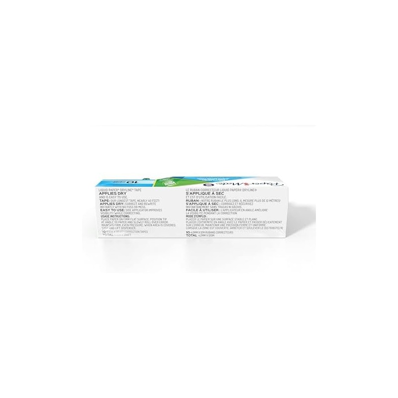 Liquid Paper Dryline Correction Tape, 1/5 inch by 472-inch, 10-Pack