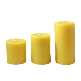 Candlestock Beeswax Pillar Candle Set of 3, Size 3x3, 3x4, 3x6, Handmade Dripless All Natural Long Lasting Candles