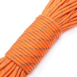 100FT Reflective Paracord 7 Core Parachute Cord (11# Neon Orange)