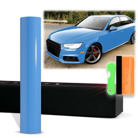 12"x60" (1FTx5FT) PET Super Gloss Marina Blue High Glossy Vinyl Wrap Auto Car Sticker Decal Film Sheet Bubble Free Air Release Technology with Tool Kit