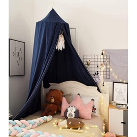 THREENTDAY Bed Canopy, Round Dome Mosquito Net Indoor Outdoor Castle Hanging House Decoration Reading Nook Playing Home Decoration(Dark Blue)
