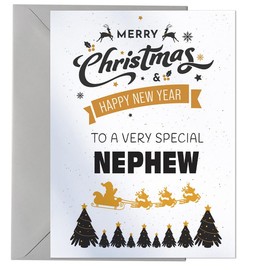 Merry Christmas Card To A Very Special Nephew - Xmas Card & Envelope