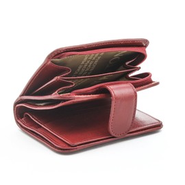 Tony Perotti Womens Italian Bull Leather Compact Clutch Credit Card Wallet with ID and Zippered Coin Pocket, Red, One Size