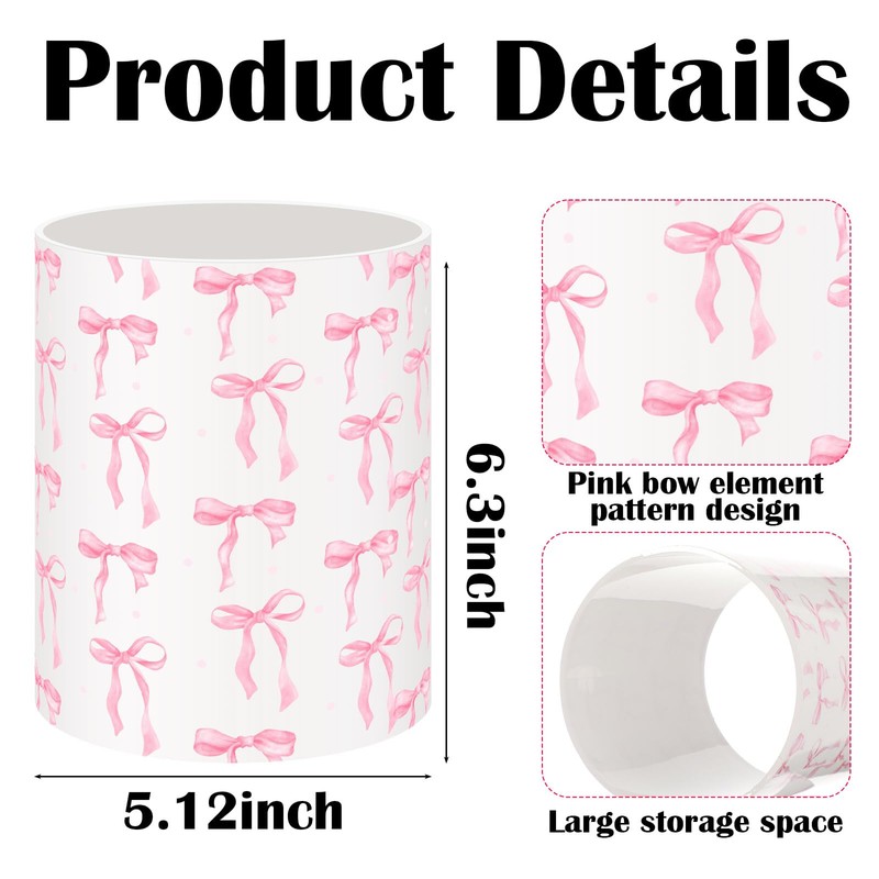 WILLBOND Pink Bow Kitchen Decor Acrylic Kitchen Utensil Holder Crock