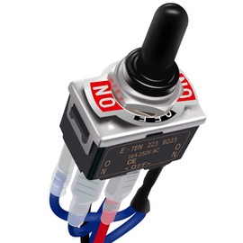 Taiss/Motor Toggle Switch 6 Pin 3 Position Momentary(ON)/Off/(ON) DPDT Reverse Polarity DC Motor Control 12V 10A Metal with Waterproof Boot Cap and 21mm Terminal Wires E-TEN-223-DMX