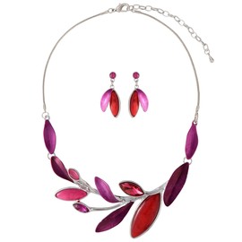 Mycitta Vintage Chunky Statement Jewelry Set Retro Leaf Floral Geometric Bohemian Boho Bib Necklace Earring Set Fashion Costume Jewelry for Women Girls Wedding Party Prom Unique Gift, Resin, Cubic