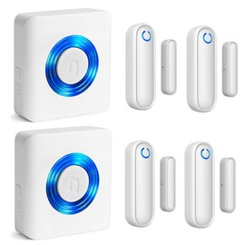 YisTech Caregiver Pager Door Alarms for Dementia Patients/Kids Safety/Home Security,Wireless Door Alarm Sensor for Elderly/Business/Home/Store(4 Sensors and 2 Receivers)