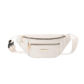 WisePoint Bum Bag, Oxford Cloth Fanny Pack with Adjustable Strap, Stylish Waist Bag Belt Bag for Women with Buckle, Crossbody Bag for Sports, Shopping, Hiking, Short Travel, White, Minimalist