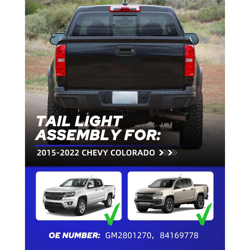 AUTOONE Chevy Colorado Tail Lights 2015-2022, Tail Lamp Assembly Right,