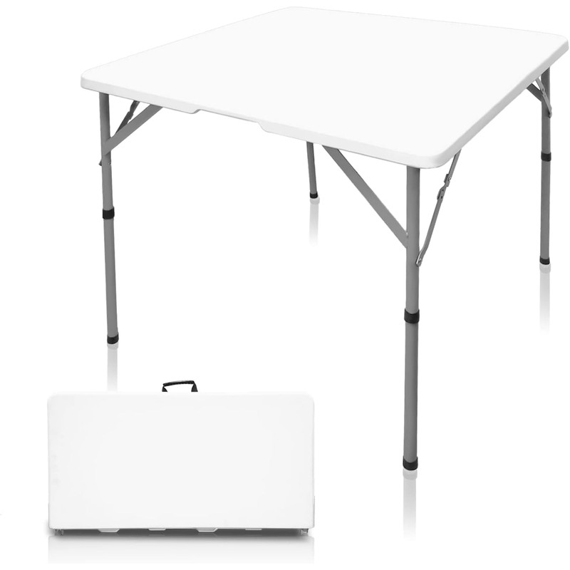 CAMP SOLUTIONS 34" Fold in Half Square Folding Table, Plastic