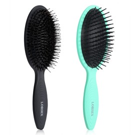 LORSEX 2 Pack Hair Brush, Large Detangling Paddle Hairbrush for Women Men and Kids, Great on Wet/Dry Hair Smoothing Massaging Detangling (Black-Green)