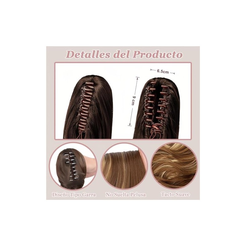 2 Pzs Extensiones de Cabello,40CM coleta postiza cabello natural(Castaño chocolate)
