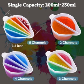 LET'S RESIN Silicone Split Cups,4Pcs Thicken&Rusable Resin Mixing Cups with 2-5Channels,Dividers Paint Supplies,Fluid Art for Resin Crafts,Acrylic Paint Pouring,Drawing, White