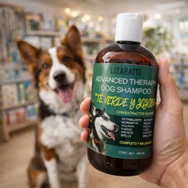 Shampoo para Perro Advanced Therapy 480ml - Té Verde y Jojoba Purificante  Control de Grasa, Anti-Caspa, Limpieza Profunda y Brillo                   