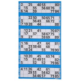 Bingo Flyers sheets of 6 in 3 booklets 450 Tickets 75 Strips 1-90 (Orange)