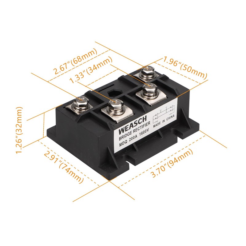 Weasch Bridge Rectifier MDQ 200A, AC to DC, 1600V 200A,
