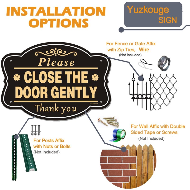 Yuzkouge 2 Pack Please Close The Door Gently Sign, 10”