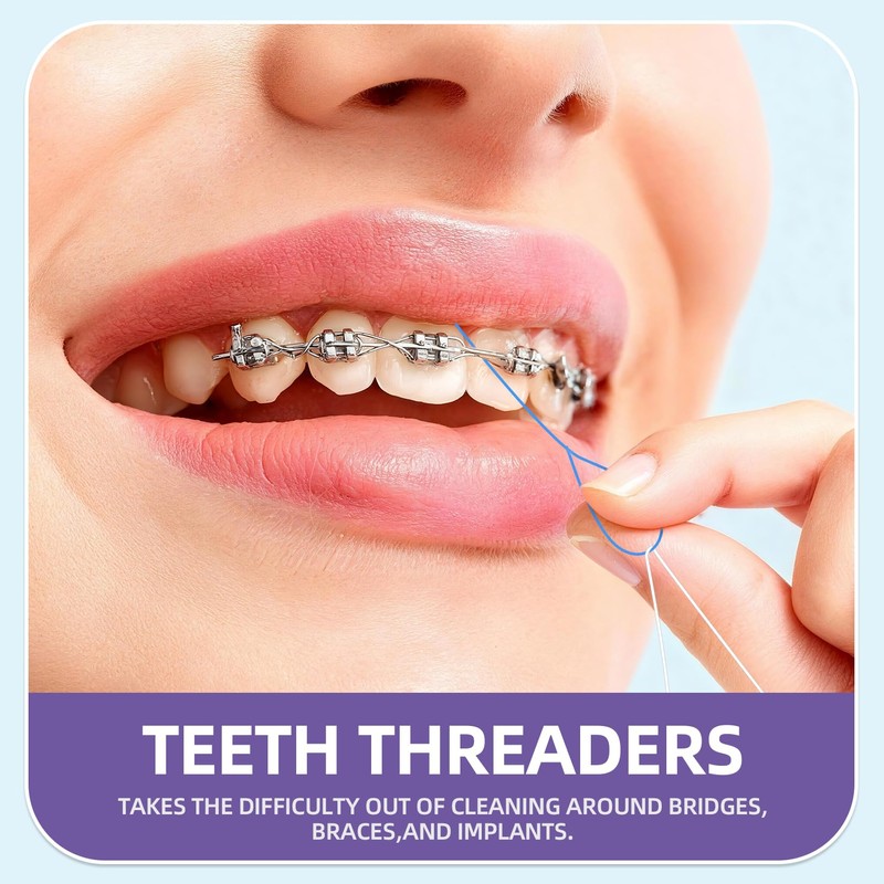 RIZUKO Floss Threaders,Deep Clean Dental Floss Threader for Braces,Bridges,Implants with