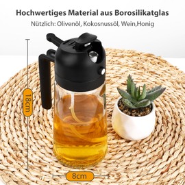 Ölsprüher Ölflasche Ölsprüher für Speiseöl 2 In 1 Funktion Öl Sprühflasche Olivensprüher und Automatischer Spender Kraftvolle Zerstäubung 500 Ml Glasölflasche, für Essig, Kochwein usw (Schwarz)
