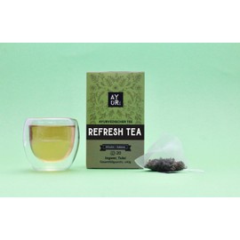 Ayurtea Refresh Tea | Grüntee mit Zimt, Ingwer, Tulsi, Minze | 100% Natürlich Teesorten | Ayurveda Kräutertee | 20 Pyramiden Teebeutel | Premium Wintertee Mischung