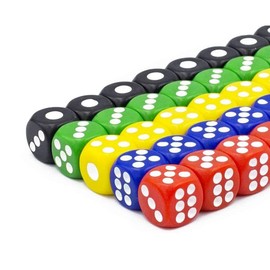 Dice Set 30PCS - 6 Sided 16mm 6 Colours Spot Game Dice Set for Smoother Rolling No Harmful Materials Rounded Edges