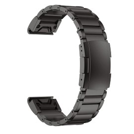 CZKE Metal Watchband Strap for Garmin Fenix 6 6X Pro 5 5X Plus 3HR 945 Titanium Alloy Band Smart Watch Quick Release 26 22mm Bracelet (Color : Black, Size : 22mm Width)