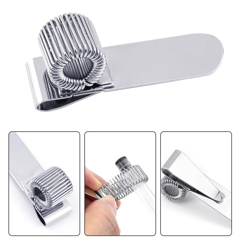 Quacc 3 PCS Metal Pen Holder Adjustable Single Spring Loop