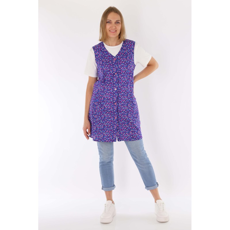 7/8 Tunic Cotton Colourful Apron Short without Sleeves Cooking Apron,