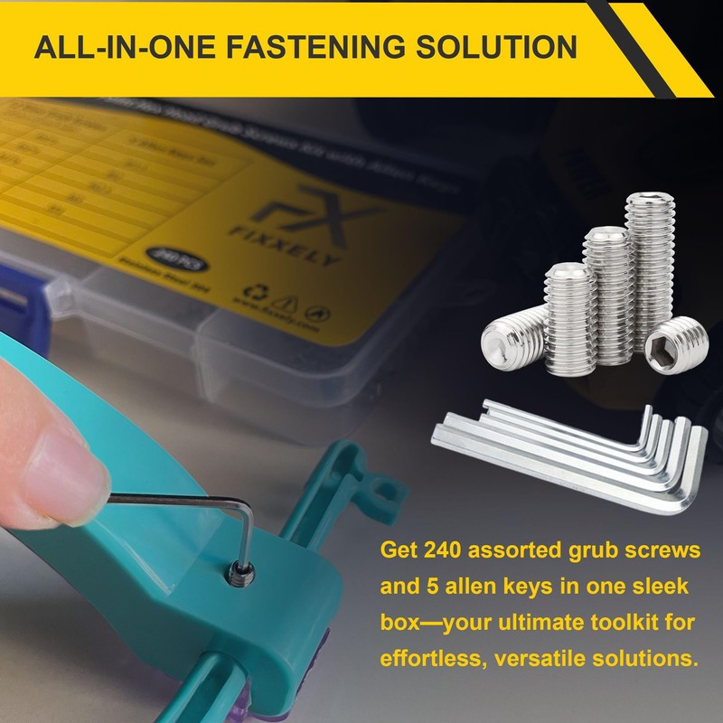 Set Screws Assortment Kit (M3, M4, M5, M6, M8) with