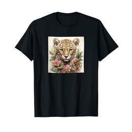 Leopard With Succulents Around Boho Style Graphic T-Shirt