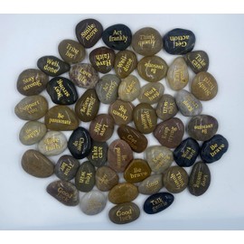 JJ life 50pcs Engraved Inspirational Stones with Inspiring Prayer Words,Encouragement Stones for Family and Friends.Phrase.
