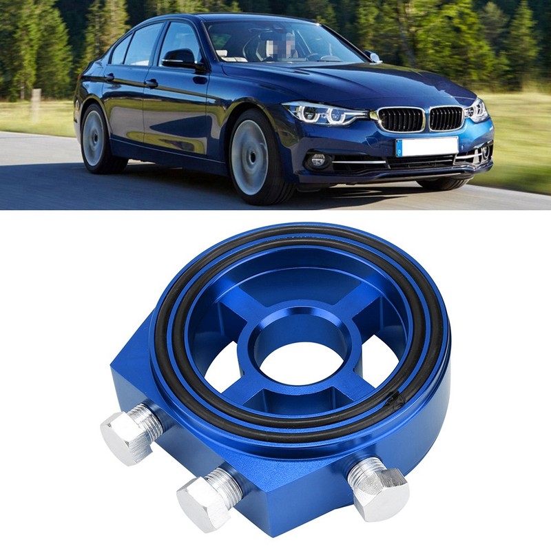 Blue Aluminum Universal Oil Filter Temperature Cooler Gauge Sandwich Plate