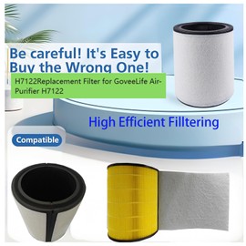 H7122 Filter Replacement for GoveeLife H7122 Air-Purifier, 3-in-1 H13 True HEPA Filter.used for Office bedroom,living room,office