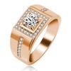 Uloveido Artifical Diamond Wedding Bands Men Round CZ Crystal Engagement Anniversary Promise Rings for Him Husband (Rose Gold, Size S) KR201