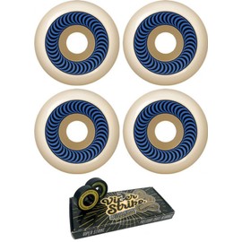 56mm Spitfire Wheels Formula Four OG Classic Natural/Blue Skateboard Wheels - 99a with Viper Strike Skateboard Bearings 8mm Precision ABEC 7 Skateboard Bearings - Bundle of 2 Items