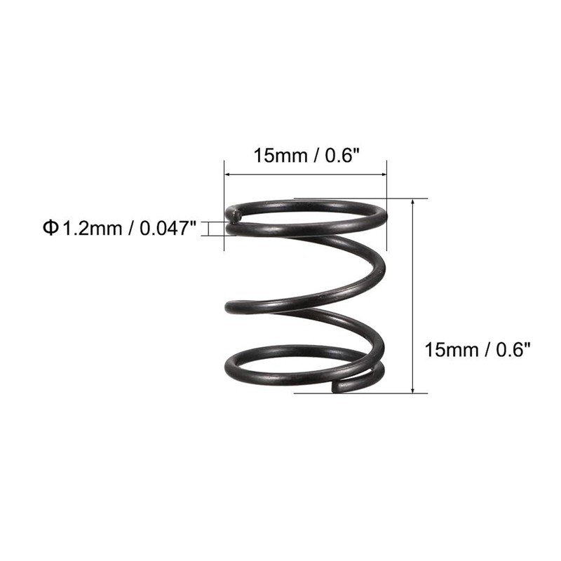 TOP-VIGOR 10Pcs Compression Spring, 1.2mm Wire Dia, 15mm OD, 15mm