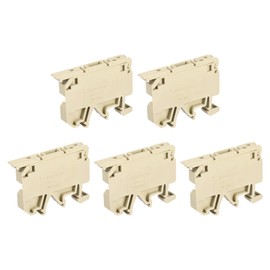 MECCANIXITY DIN Rail Mount Fuse Holder Terminal Blocks Screw Type Yellow ASK1/EN Pack of 5