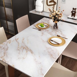 Wallercity White Gold Marble Wallpaper Peel and Stick Matte Marble Contact Paper for Desk Peel and Stick Countertops Contact Paper Self Adhesive Wallpaper for Bathroom Kitchen Backsplash 15.8''x78.7''