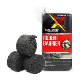 Xcluder Rodent Control Fill Fabric; Black 3 Rolls of Stainless Steel Wool Blend Prevent Rats and Mice from Entering Homes & Commercial Properties