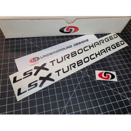 LSX TURBOCHARGED Decals (2-Pack) Forced Induction Hood Window Turbo Stickers for Corvette Camaro Firebird CTSV LS1 LS6 LS2 LS3 LS7 Select Color: (Matte Blackout, 2)