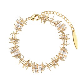 Gold Bracelets for Women 14K Real Gold Plated Jewelry Trendy Dainty Braided Cubic Zirconia Chain Bracelets Costume Fashion Filled Gifts for Women