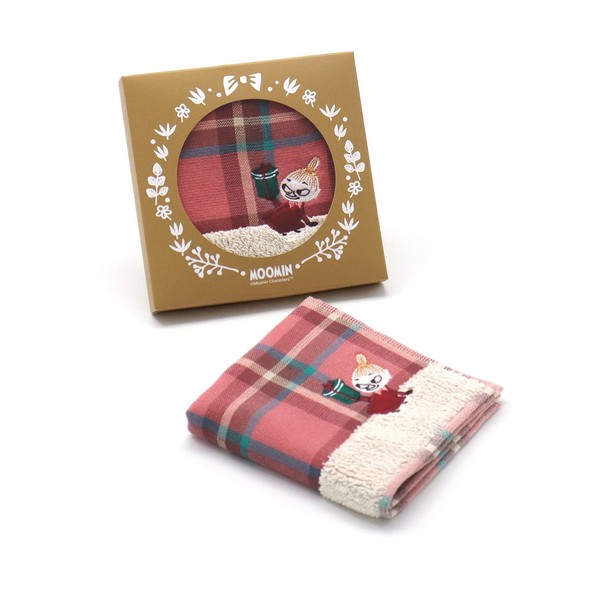 Moomin Towel Museum Check Gift Towel Handkerchief, Red, Package Included,